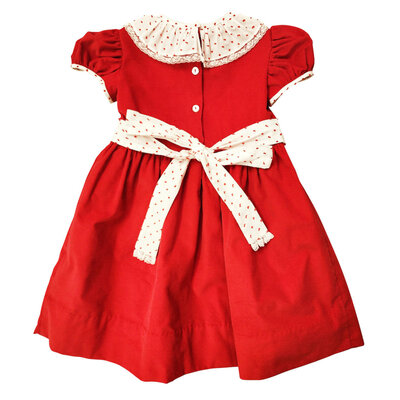 Marco & Lizzy Christmas Bows Red Corduroy Classic Dress