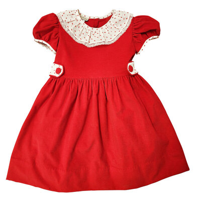 Marco & Lizzy Christmas Bows Red Corduroy Classic Dress