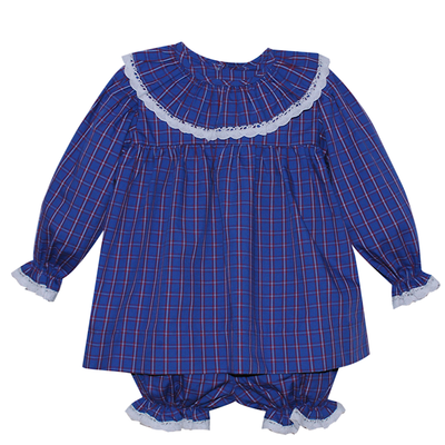 Remember Nguyen Blue Plaid Presley Bloomer Set