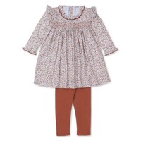 Kissy Kissy Autumn Blossoms Printed Smocked Dress Set