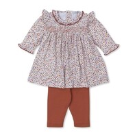 Kissy Kissy Autumn Blossoms Printed Smocked  Dress Set