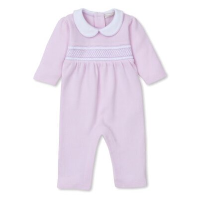 Kissy Kissy Punto Ingles Pink Playsuit w/Hand Smocking