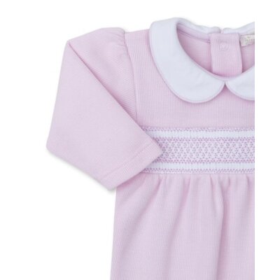 Kissy Kissy Punto Ingles Pink Playsuit w/Hand Smocking