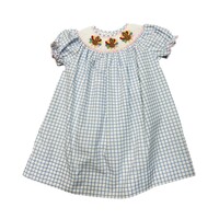 Lulu Bebe Turkey Blue Check Smocked Bishop