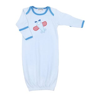 Magnolia Baby Propeller Pals Applique Lap Gown Light Blue