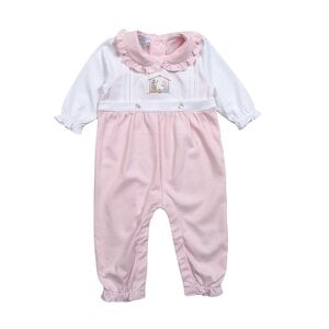 Baby Loren Pink Nativity Hand Embroidered Pima Romper