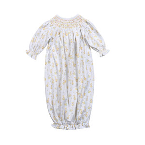Baby Loren Ducks in the Pond Girls Pima Hand Smocked Bishop Gown
