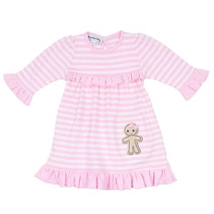 Magnolia Baby Gingerbread Land Pink Stripe Ruffle L/S Dress Set