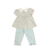 Sage & Lilly Aqua Pumpkins Button Top Set