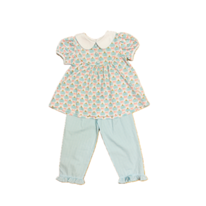 Sage & Lilly Aqua Pumpkins Button Top Set