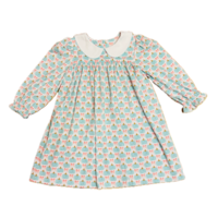 Sage & Lilly Aqua Pumpkins Peter Pan Collar Dress