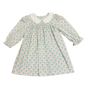 Sage & Lilly Aqua Pumpkins Peter Pan Collar Dress