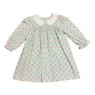 Sage & Lilly Aqua Pumpkins Peter Pan Collar Dress