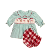 True Santa Smocked Girls Bloomer Set