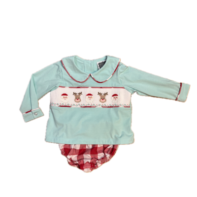 True Santa Smocked Boys Bloomer Set