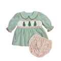 True Christmas Tree Smocked Girls Bloomer Set