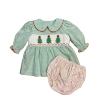 True Christmas Tree Smocked Girls Bloomer Set