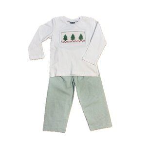 True Christmas Tree Smocked Boys Pant Set