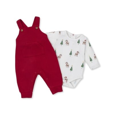 Kissy Kissy Christmas Deer Cheer Overall Set