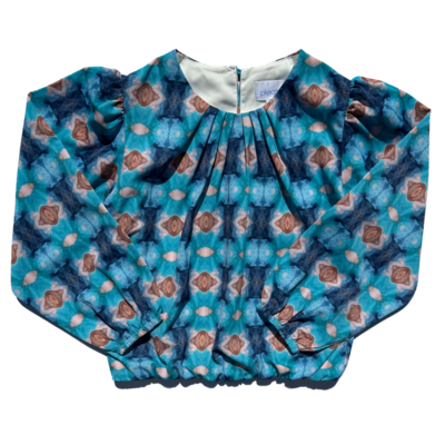 Pleat Collection Blue/Brown Wren Top