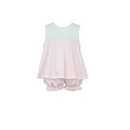 Petit Bebe Ivanna Green & Pink Check Knit Sleeveless Bloomer Set
