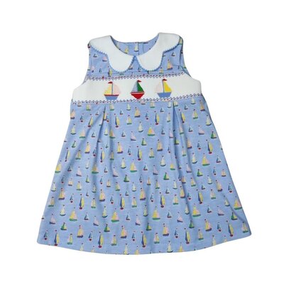 Delaney Sailboat Knit Sleeveless Pleat Front Dress