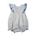 Delaney White Pique Apron Ruffle Bubble w/ Blue Check Accent
