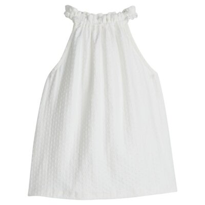 Bisby White Pointelle Mod Sleeveless Top