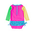 RuffleButts + RuggedButts Neon Color Block Long Sleeve One Piece Rash Guard