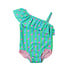 RuffleButts + RuggedButts Neon Flamingo Stripe One Shoulder Ruffle One Piece