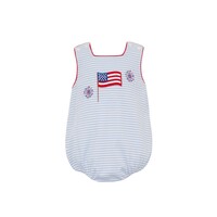 Claire & Charlie 4th of July Lt. Blue Knit Stripe Boy's Sunbubble