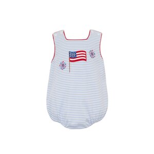 Claire & Charlie 4th of July Lt. Blue Knit Stripe Boy's Sunbubble