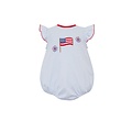 Claire & Charlie 4th of July Lt. Blue Knit Stripe Girl's Bubble