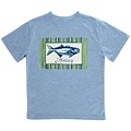 J Bailey Fish on Heather Blue Logo Tee