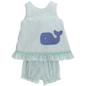 Bailey Boys Wally Whale Angel Dress Tie w/ Bloomer