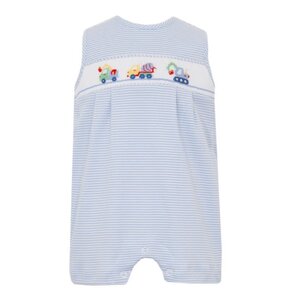 Petit Bebe Construction Cars Lt Blue Stripe Knit Boys Jon Jon