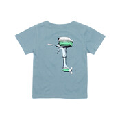 Properly Tied Steel Blue Boat Motor SS Tee