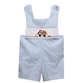 Vive La Fete Construction Smocked Light Blue Gingham Boys Shortall