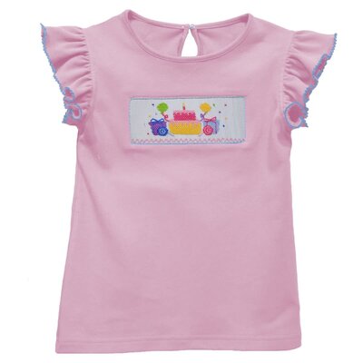 Vive La Fete Birthday Smocked Pink Flutter Sleeve Girls Top w/ Light Pink Gingham Shorts with Ruffled Pockets