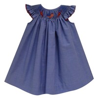 Vive La Fete 4th of July Socked Royal Gingham Angel Wing