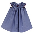 Vive La Fete Tugboats Smocked Navy Gingham Angel Wing Girls