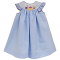 Vive La Fete Birthday Smocked Light Blue Gingham Angel Wing
