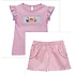 Vive La Fete Birthday Smocked Pink Flutter Sleeve Girls Top w/ Light Pink Gingham Shorts with Ruffled Pockets