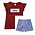 Vive La Fete 4th of July Smocked Red Flutter Sleeve Girls Top w/ Royal Gingham Girl Shorts with Ruffled Pockets