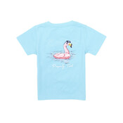 Properly Tied Aqua Flamingo Float Girl's SS Tee