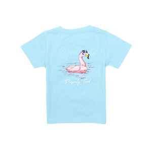 Properly Tied Aqua Flamingo Float Girl's SS Tee