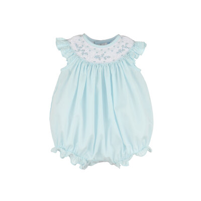 Luli & Me Color Combo Smocked Bubble Blue