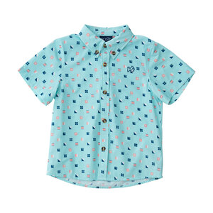 Prodoh Waterspout Nautical Flag Print Boys Short Sleeve Fishing Shirt