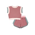 Set Fashions Poppy Pink, Palmer Pink, Sage Green Knit Jogger Short Set