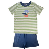 Ishtex Textile Products, Inc Dino Boy's Short Set Green Stripe/Navy